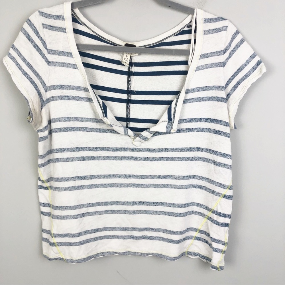 FREE PEOPLE | Inside Out Striped Notch Tee X-Small